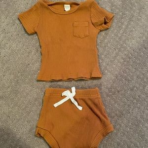 Burnt orange shirt and short set (12M)